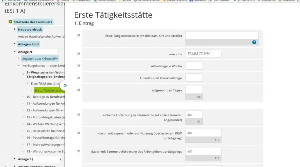 German income tax declaration Anlage N / Steuererklärung Anlage N ausfüllen